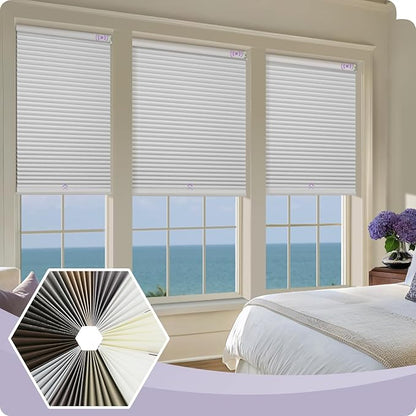 Graywind Motorized Matter Cellular Shades- Blackout 1-3/4"Cell Honeycomb Blinds for Indoor Windows, Compatible with Alexa Google Siri, Custom Size,Fabric Samples