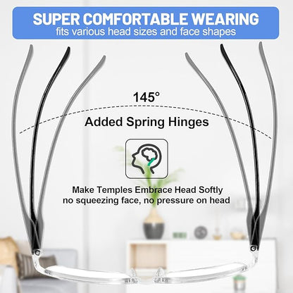 4PCS Stylish Anti-Blue-Light Reading Glasses Men Women Computer Readers Lightweight Blue Blockers 1.0X 1.0 1.25 1.5 1.75 2.0 2.25 2.5 2.75 3.0 3.5 4.0