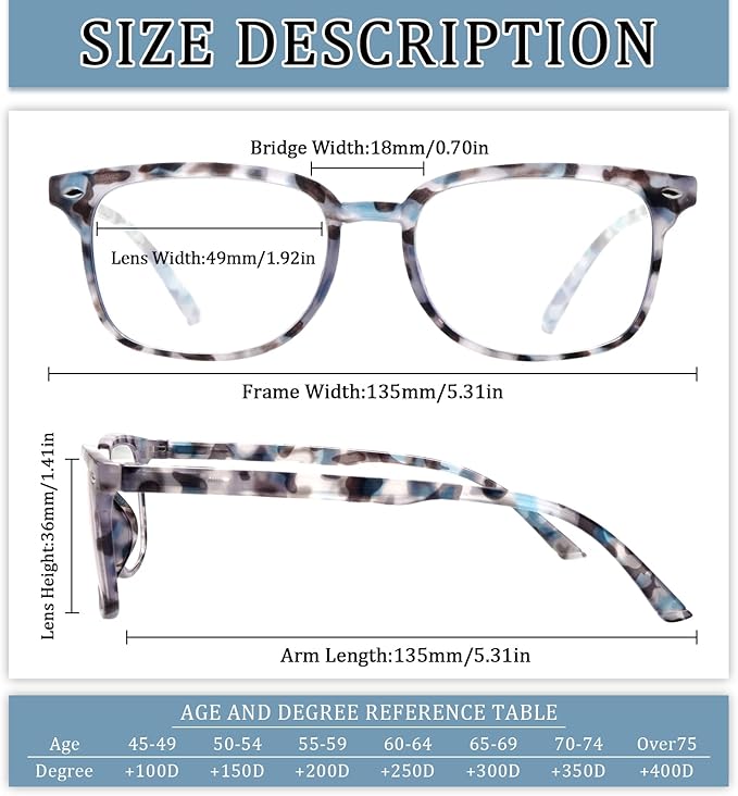 5 Pack Reading Glasses Blue Light Blocking for Women,Computer Readers with Spring Hinge