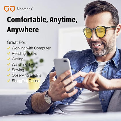 Bloomoak Orange Reading Blue Light Glasses,Computer Readers with Magnification,Relieve Eye Strain &Improve Sleep