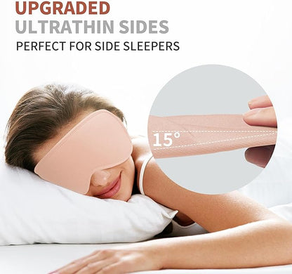 3D Sleep Mask for Men Women 2 Pack, Blackout Eye Mask for Sleeping Eye Mask for Side Sleeper, Memory Foam Adjustable&Washable, Airplane Travel Essentials Couples Yoga Meditation Office Black & Pink
