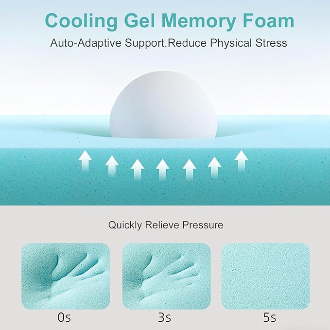 EDILLY 3 Inch Cooling Gel Memory Foam Mattress Topper King Size,with Removable & Washable Bamboo Cover,Soft Breathable Mattress Pad,Bed Topper for Back Pain Relief (76x80)