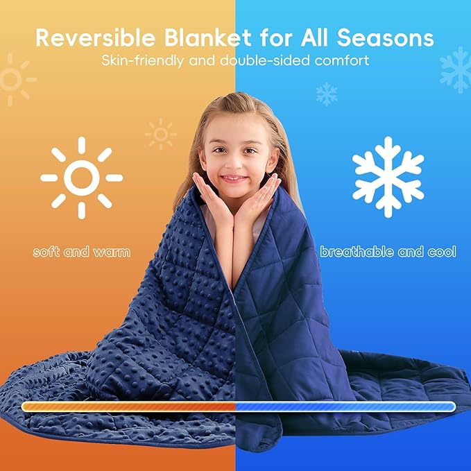 yescool Small Weighted Blanket 3 lb Blue Weighted Lap Blanket, Minky Weighted Throw Blankets Cooling Heavy Blankets, Birthday Gifts for 20-45lbs, 36 * 48in