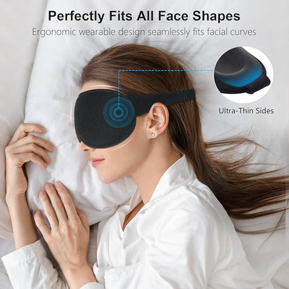 Gritin 100% Blackout Sleep Eye Mask for Women Men, Zero Pressure Sleeping Mask - Ergonomic Design 3D Cutout Eye Movement and Eyelash Friendly Night Blindfold, Ultra Soft Comfortable for Sleeping