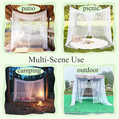 Mengersi Bed Canopy for Full Queen King Size Bed,Canopy Bed Curtains Elegant Mosquito Net,Mosquito Netting for Camping Patio Indoor Outdoor Bug Net,White
