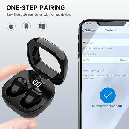 Invisible Sleep Earbuds, Smallest Sleep Headphones for Side Sleepers Low Profile Micro Tiny Discreet Hidden Earbuds for Work, Wireless Mini IPX5 Waterproof for Small Ear Canals, Deep Black