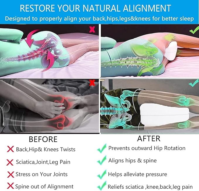 Leg Pillow, Knee Pillow for Side Sleepers, Leg Pillows for Sleeping, Knee Cushion for Sleeping,Suitable for Relieving Leg, Back, Knee Pain