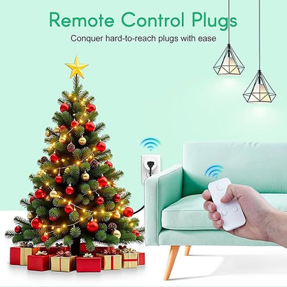 Remote Control Outlet,NineLeaf Wireless Light Switch and Remote Outlet Plug,500ft Control Range,15A/1500W for Appliance,Timer Outlet for Lights,Lamps,Fans,2 SW+ 1 Outlets