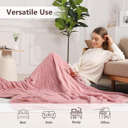 Electric Blanket Queen Heated Blanket Queen Size 84''X 90'' Soft Cozy Flannel with Dual Controller Heating Blanket of 5 Heating Level & 10 Hour Auto Off, ETL & FCC Certified, Machine Washable