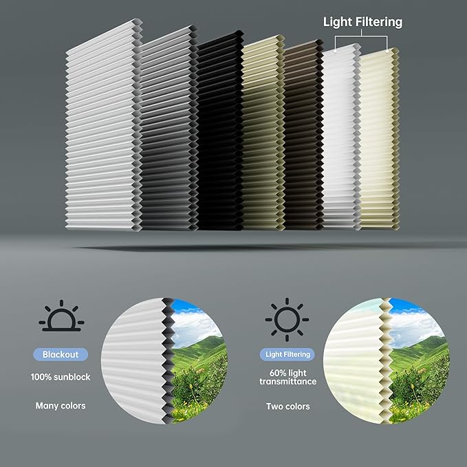 Cellular Shades Cordless, Skylight Blinds for Windows Roof Window Shades for Home, Room Darkening Honeycomb Blinds for Doors - Custom Cut to Size(Light Filtering, White)