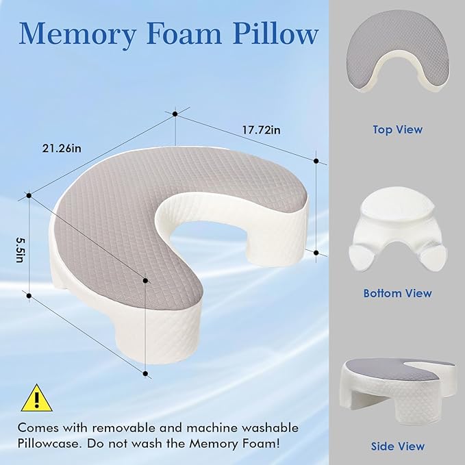 Ancaixin Side Sleeper Pillow for Adults, Ergonomic Memory Foam Shoulder Pillow with Arm Hole for Cervical, Neck, Rotator Cuff & Shoulder Pain Relief, Knee Pillows Ideal for Left & Right Side Sleeper