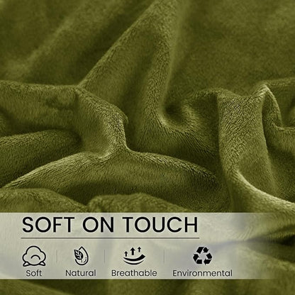PHF Super Soft Velvet Zippered Body Pillowcase, No Insert, 1 Pack Luxury Cozy Warm Pillow Sham Cover with Zipper, 20"X 54" Long Cozy Fuzzy Flannel, Olive Green