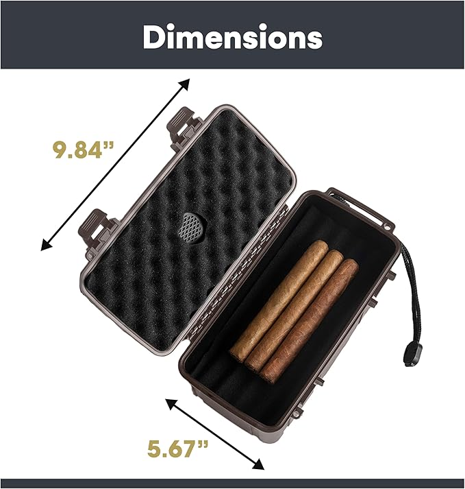 Pardo Cigar Travel Humidor Cigar Box - Durable Waterproof Travel Cigar Case with Built-in Humidifier - Airtight Humidor Box Holds 15 Cigars - Premium Cigars Accessories for Men On The Go