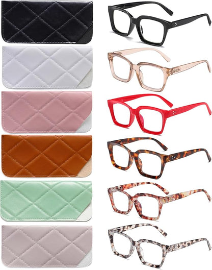 Readers for Women Oprah Style Square Reading Glasses with Spring Hinge Blue Light Blocking for Men Ladies