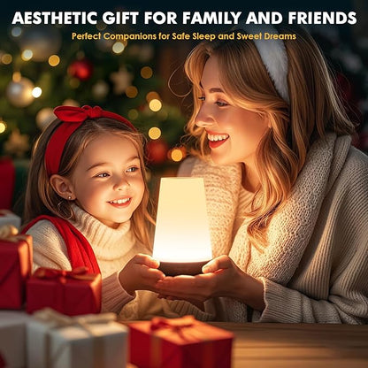 Auxmir LED Night Light 2 Pack Bedside Lamp Touch and Remote Control Dimmable Tabletop 13 RGB Colors Changing 5 Brightness Adjustable Rechargeable Portable Lamp for Baby Kids Nursery Bedroom Outdoor