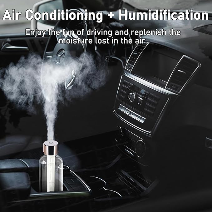 Milltrip Cool Mist Humidifier Portable Mini Humidifier, 300ml USB Water Bottle Humidifiers, Small Desktop Humidifiers for Bedroom Desk Car Travel Office Baby Home