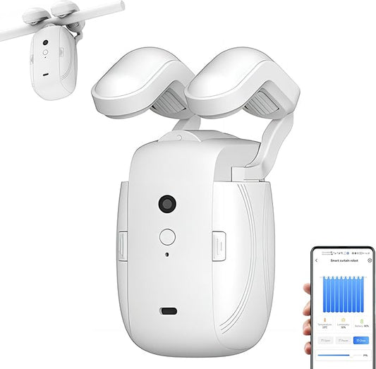 Automatic Curtain Opener, Electronic Curtain Opener, Smart Curtain Opener with APP/Voice Control Only for Roman Rod Tracks, Compatible with Alexa Google Home Timer Light & Temperature Sensor