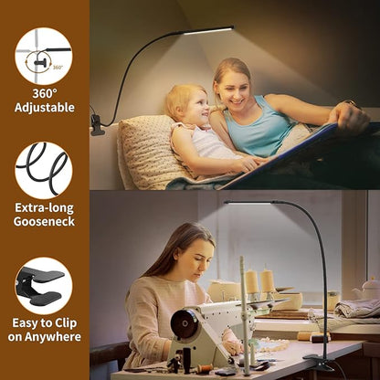 iZELL Reading Light, Book Light for Reading in Bed [77 LEDs Light with 3 Color Modes & 10 Brightness Levels] 27.6-inch Flexible Gooseneck LED Desk Lamps, Easy Clip on USB Reading Lamp for Table