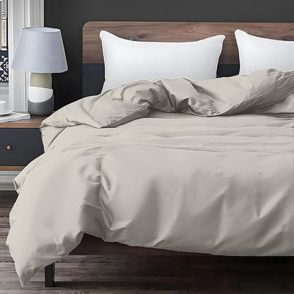 ZonLi Duvet Cover for Weighted Blanket (White Gray, 60"x80"), Breathable Soft Duvet Cover Queen Size Removable Cooling Comforter Cover for All Season