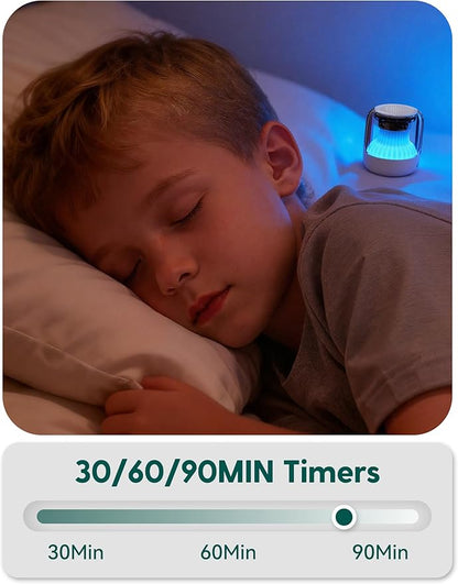 Babelio Pocket Glow White Noise Sound Machine - Upgraded 7 Color Night Lights, 20 Non-Looping Sounds, Timer & Memory Function, Portable for Adults & Babies, Black