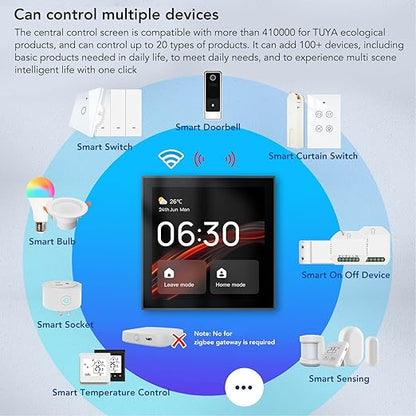 Smart Switch Smart Light Switch Scene Wall Switch Panel 100 to 240V with 4 Inch Touch Screen and Voice Control for Smart Home Control (Compatible with ZigBee and BT Devices)