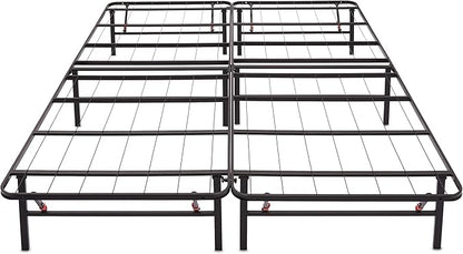 Amazon Basics Bed Frame with Storage, Foldable Metal Platform, Sturdy Steel, No Box Spring Needed, 14-inch High, Tool-Free Setup, Noise Free, Easy Assembly, Queen Size, Black