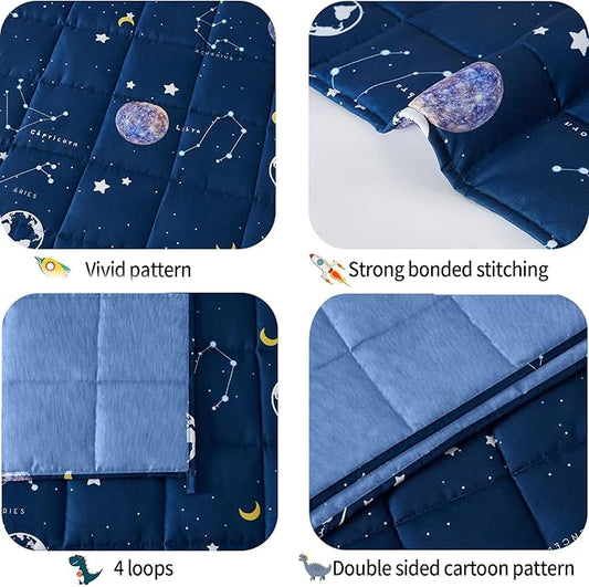 HOSUKKO Weighted Blanket - 5 lbs Cooling Navy Starry Sky Heavy Blanket - Small Size Breathable Blanket for Hot Sleepers(36 * 48 inches, 5 lbs)