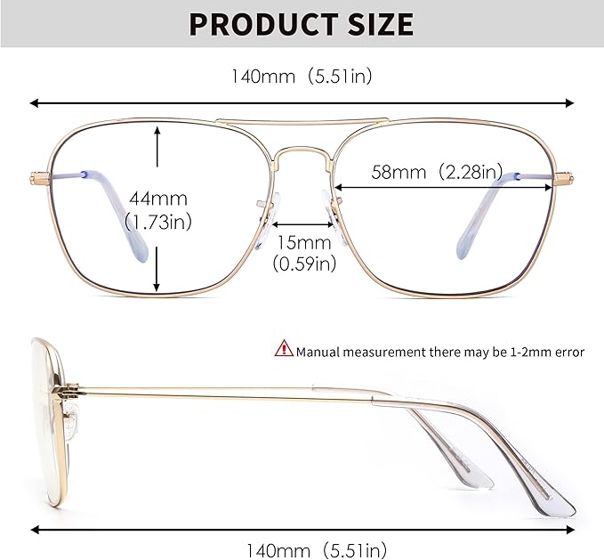 JM 2-Pack Aviator Reading Glasses Women Metal Frame Blue Light Blocking Computer Readers