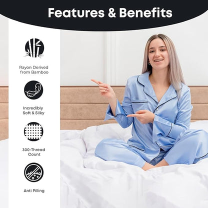 LINENWALAS Queen Flat Sheet - Rayon Derived From Bamboo Silk Bed Sheet, Premium Breathable Cooling Top Sheet, Soft Halloween Bedsheet (Queen, Jet Black)