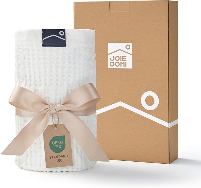 Joiedomi Waffle Baby Blanket - Soft White Baby Blanket, Breathable Turkish Cotton of Rayon Derived from Bamboo for Boys and Girls, Luxuries Throw for Bed, Couch and Sofa