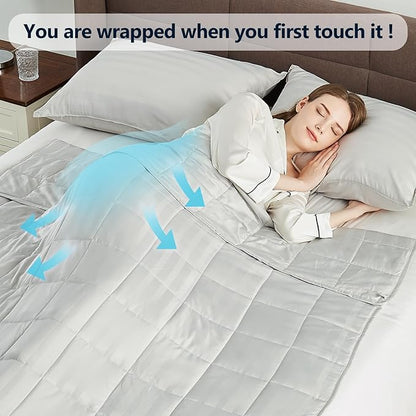 Weighted Blanket Twin Size (48"x72" 20lbs),Ultra Soft and Cozy Cooling Weighted Blanket Twin Size for Adult,Heavy Blanket with Machine Washable Soft Blanket, Light Grey