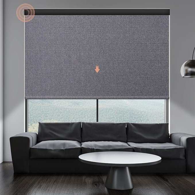 Motorized Roller Shade: Blackout, Electric Blinds, Compatible with Alexa/Google Home/Apple Homekit, Customized Size, Noir Anchor Grey