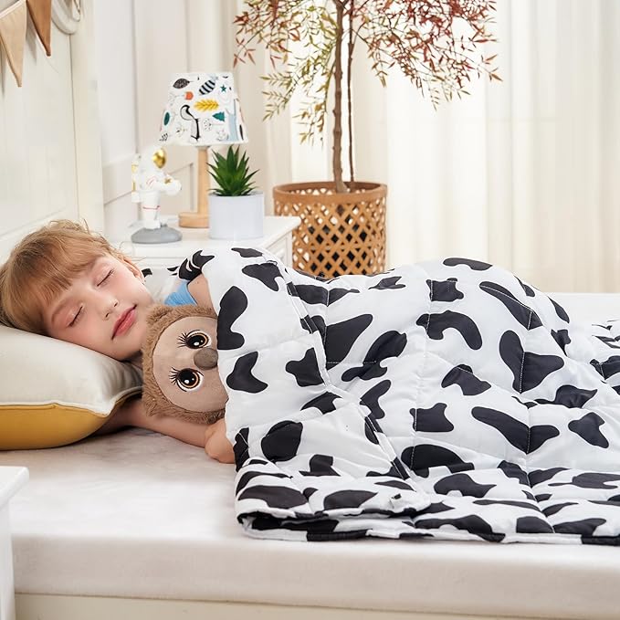 yescool Weighted Blanket 7 Pounds Cooling Weighted Lap Blanket, Cow Print Heavy Blankets, Comfortable Weighted Throw Blanket Gift for 60-80lbs, 40"x60"