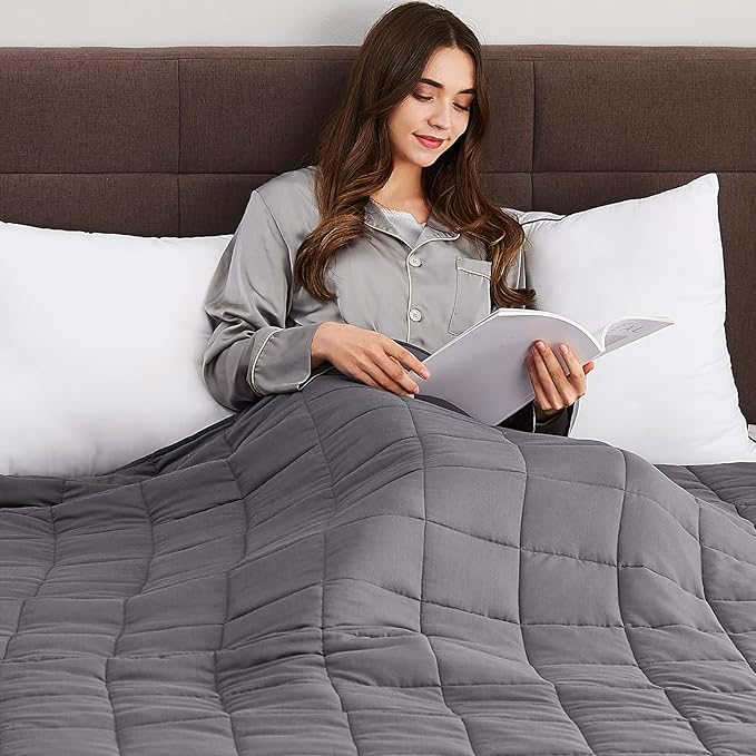 CuteKing Weighted Blanket for Adults (20lbs, 60"x80", Grey) Heavy Blanket for 180-190lbs, Weighted Blanket for Cooling & Heating with Premium Glass Beads, Soft Thick Blanket for Adult All-S