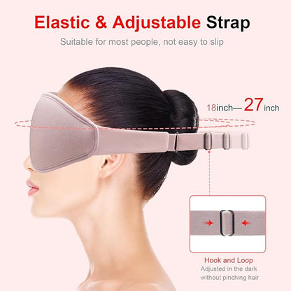 3D Sleep Mask with Earplugs, 100% Light Blackout Eye Mask for Sleep, Washable Sleeping Mask, 0 Pressure Eye Covers for Sleep with Wider Adjustable Strap, Only 1.3oz Light Soft Sleeping Mask (Pink)