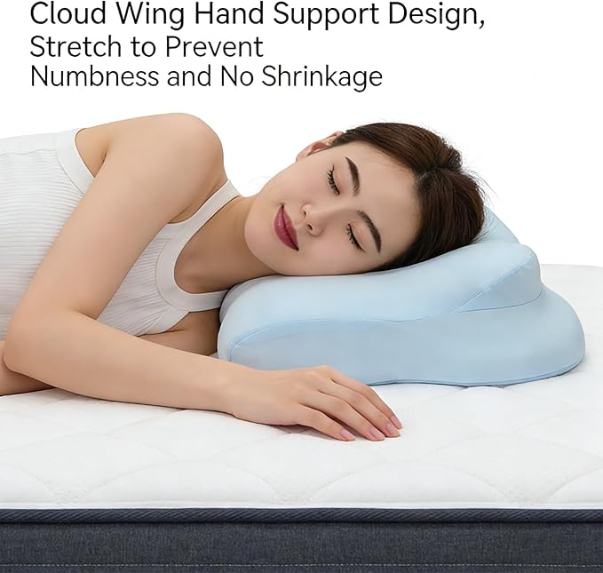 Cloud Pillow Ergonomic Memory Foam Cervical Neck Support Pillow, Adjustable Dual-Loft Hypoallergenic Breathable Pillowcase for Side Back Stomach Sleepers (Navy Blue)