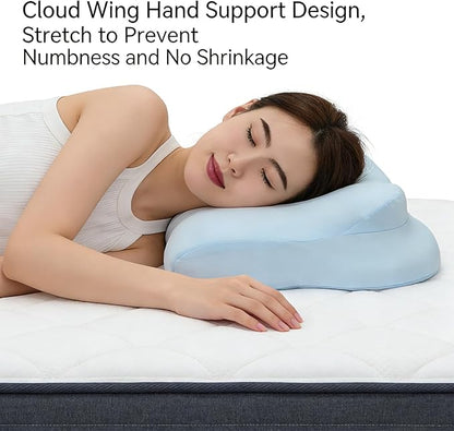 Cloud Pillow Ergonomic Memory Foam Cervical Neck Support Pillow, Adjustable Dual-Loft Hypoallergenic Breathable Pillowcase for Side Back Stomach Sleepers (White)