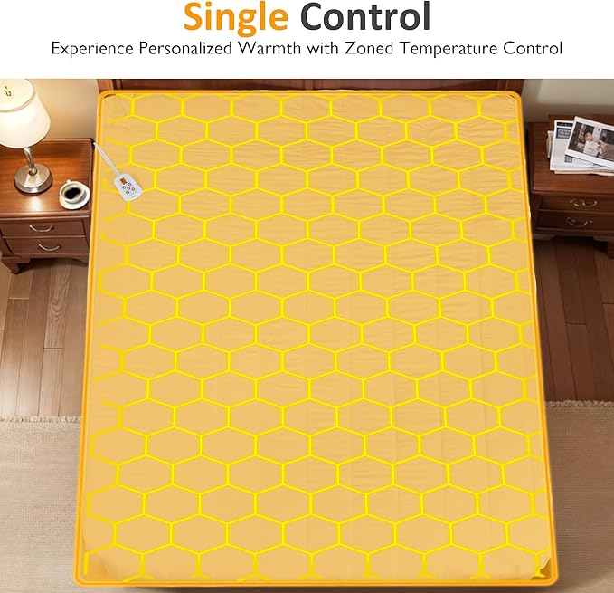 SUNVIVI Twin Size Heated Mattress, Electric Bed Mattress Pad with 12-Hour Timer & 10 Heat Settings, Full Bed Warmer, Machine Washable, 39" x 75"