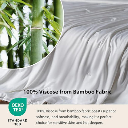 EP Mode Mulberry Silk Filled Quilt with 100% Viscose from Bamboo Fabric, Natural Lightweighted Cooling Comforter (White, Twin 68” X 88”)