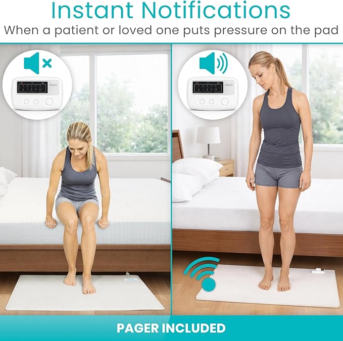 Vive Wireless Floor Alarm by Vive - Motion Sensor Kit for Elderly Dementia Patients - Weight Movement Pressure Pad Detector - Automatic Health Alert System for Mat