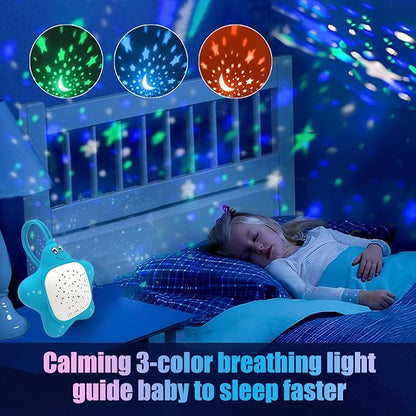 White Noise Machine for Baby with Star Projector | Sleep Aid Music for Nursery & Travel | Portable Sound Machine Lullabies for Infants, Toddlers, Kids