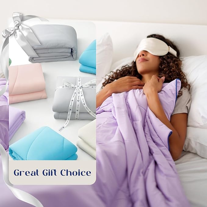 Dream Valley Outlast® Twin Cooling Comforter, NASA-Grade Instant Cooling Blanket for Hot Sleepers, Luxurious Comforter for All Season, Lavender Fog, 60"x80"