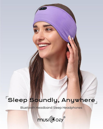 MUSICOZY Sleep Headphones Bamboo Cotton Headband, Wireless Bluetooth 5.4 Headphones for Sleeping Side Sleepers, Sleeping Headband for Men & Women, Ideal Gift for Travel, Workout, Yoga