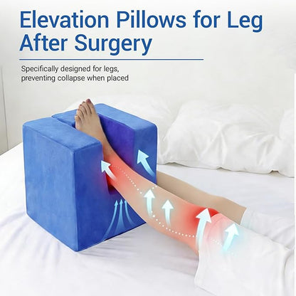 Anti-Roll Knee Replacement Pillow for Post-Surgery Stability, U-Shaped Leg Elevator Stabilizer for ACL, Hip & Ankle Recovery - Foam Support with Detachable Footrest for Swelling Relief & 0° Extension