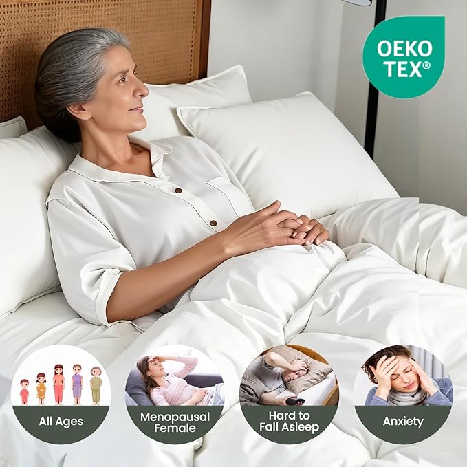 Calm&Relax Weighted Duvet Blanket: 2-in-1 Reversible Hybrid, Machine Washable with Cotton Fluffy Comforter & Heavy Side, 9-Layer Breathable for Hot Sleepers, Queen 20 lbs (60"x80")