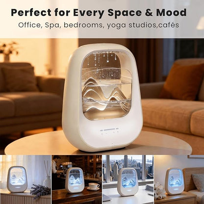 Rain Drop White Noise Machine with Realistic Rain Sounds – Sleep Therapy Humidifier, Bluetooth Speaker, Ambient Light & Aroma Diffuser for Bedroom Relaxation, Meditation & Stress Relief(Beige)