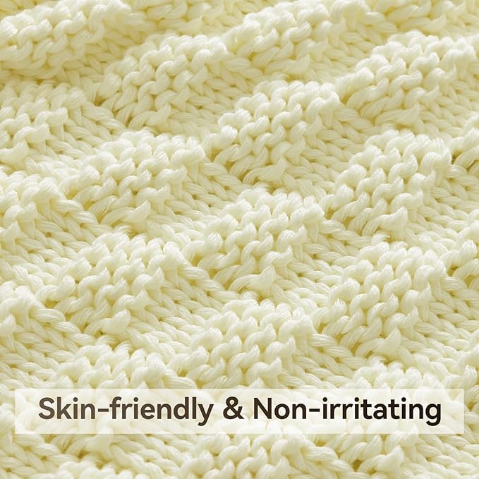 Knitted Weighted Blanket Kids, No Beads Heavy Blanket 36” x 48'' 5lbs, Breathable Chunky Knit Blanket, Cooling Weighted Blanket for Hot Sleepers, Christmas Home Decor (Cream White)