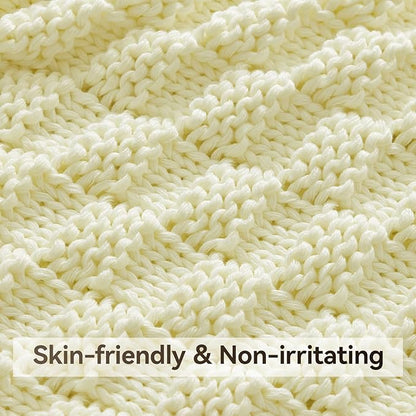 Knitted Weighted Blanket for Adult, No Beads Heavy Blanket 60” x 80'' 15lbs, Breathable Chunky Knit Blanket, Cooling Weighted Blanket for Hot Sleepers, Christmas Home Decor (Cream White)
