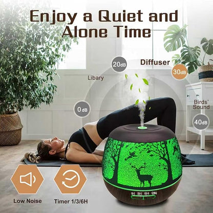 Essential Oil Diffuser for Bedroom,Diffusers for Home with Remote Control,Cool Mist Humidifier Large Room，Ultrasonic Scent Diffuser Waterless Auto Off,7 Colors Light & 3 Mist Modes for Desk Deer
