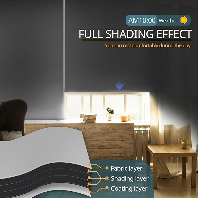 Motorized Blinds No Drill Automatic Blinds for Windows Cordless Roller Shades Electric Blinds with Remote Control Smart Blinds (White, 45 x 72)